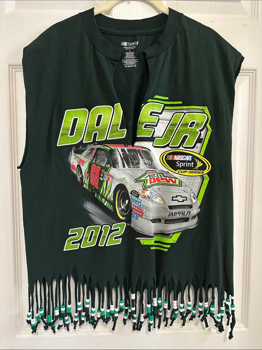 Dale Jr. 2012 Green NASCAR Tee- Mountain Dew with Beaded Fringe